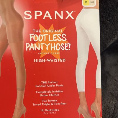 Spanx High Waisted Footless Pantyhose Power Capri Size B Shade Nude No Pantyline